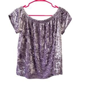 Hippie Rose Off the Shoulder Velvet Purple Top Size Medium